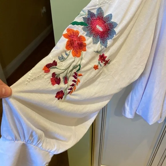 Skyler blouse cotton peasant top m - Picture 3 of 4